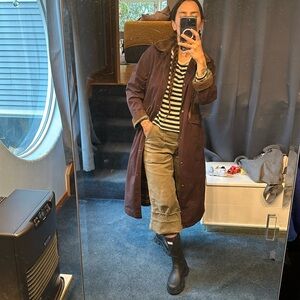 Vintage LL BEAN chocolate chore trench XS